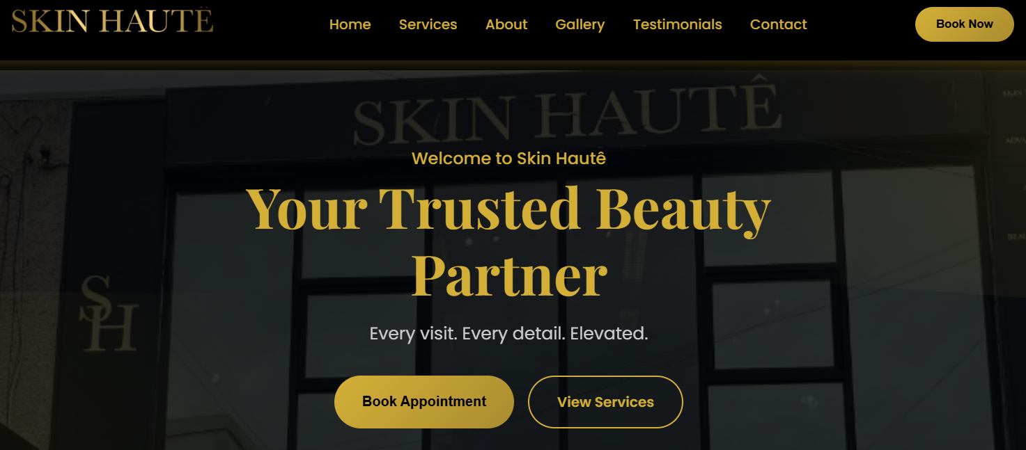Skin Hautê beauty salon website project screenshot